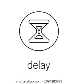 Lean manufacturing flat icon with illustration of areas of lean manufacturing. vector. with word "delay"