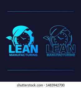 Lean manufacturing icon vector design. Gear with watch and leaf concept and outline silhouette