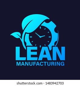 Lean manufacturing icon vector design. Gear with watch and leaf concept for organization, business, management website or presentation.