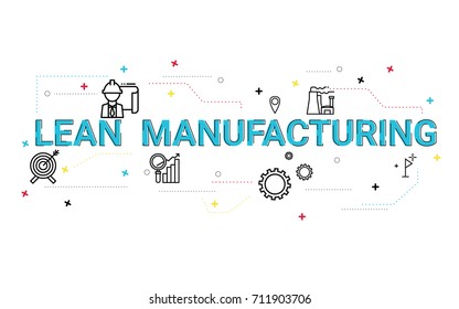Lean manufacturing word vector design, typographic illustration design with flat icon for organization, business, management website or presentation.