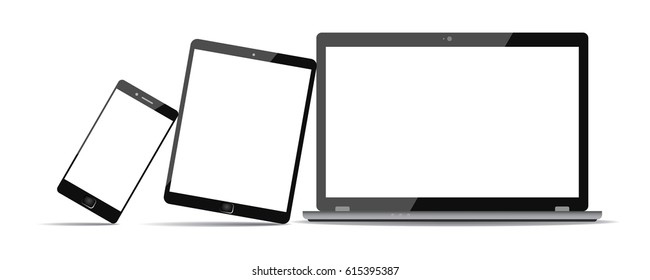 Lean on laptop black technology devices - stock vector