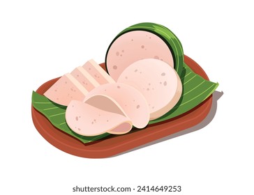 	
Lean pork paste slices Vietnamese steamed pork with banana leaf coast