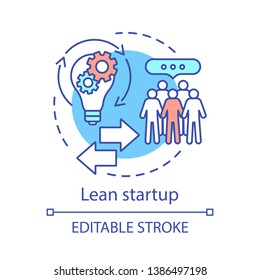Lean startup concept icon. Customer development. Business model discussion. Product correction to buyer. Clients feedback idea thin line illustration. Vector isolated outline drawing. Editable stroke