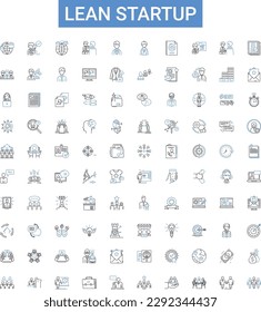 Lean startup outline icons collection. lean, startup, agile, methodology, business, iterative, product vector illustration set. development, holistic, customer line signs