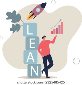 Lean startup using agile methodology to manage company for fast deliver or launch product.flat vector illustration.