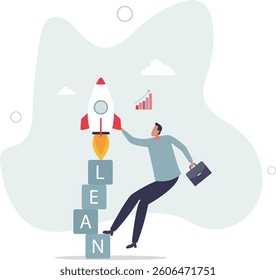 Lean startup using agile methodology to manage company for fast deliver or launch product.flat character life .