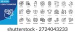 lean thinking icon set collection in outline style. pack contain precision, optimize, value, speed, agility, perfection, focus, discipline, effective icon