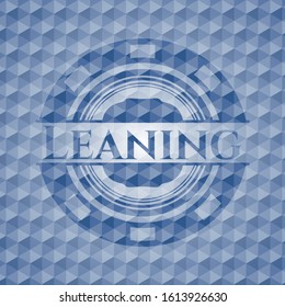 Leaning blue badge with geometric pattern. Vector Illustration. Detailed.