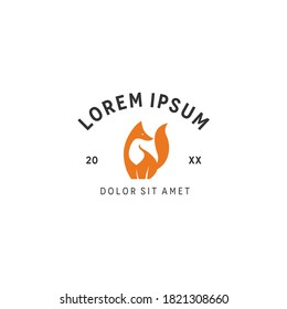leaning fox logo concept vector element stock illustration.