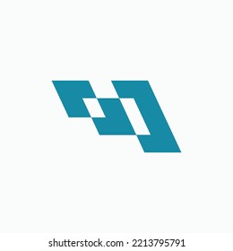 Verlehnte geometrische Formen, Vektorlogo mit blauen Farben. Logo für Produkt, Marke, Unternehmen, Organisation, Veranstaltung, Büro, Industrie, Wirtschaft und Institution.