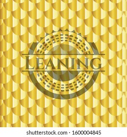 Leaning gold badge. Scales pattern. Vector Illustration. Detailed.