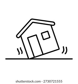 leaning house vector line icon on a white background.
Vector line icon on a white background