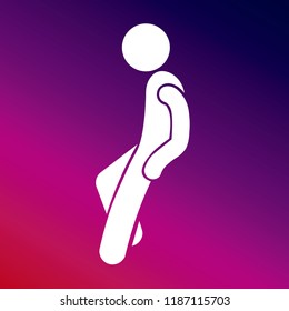 Leaning man purple and pink gradient white icon minimal design