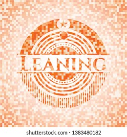 Leaning orange mosaic emblem. Vector Illustration. Detailed.