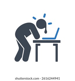 Leaning Over Computer Icon On White Background