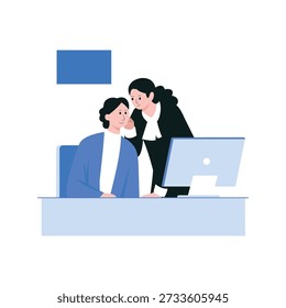 Leaning Over To Whisper Vector illustration. EPS 10 file			