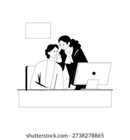 Leaning Over To Whisper Vector illustration. EPS 10 file			