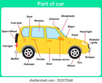 Leaning Parts of car for kids -  Worksheet 