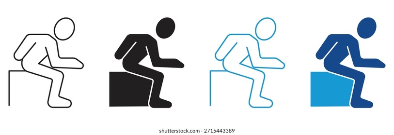  Leaning Pose icon set .  Human figure in relaxed position sign isolated on white background, Vector illustration.