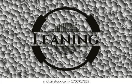 Leaning realistic black emblem with bubbles background. Vector Illustration. Detailed.