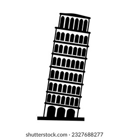 The Leaning Tower of Pisa icon. Architectural monument sign. Italian landmark illustration. 