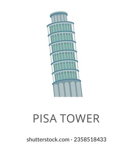 Leaning tower of Pisa as Italian symbol flat vector icon. Cartoon drawing or illustration of traditional symbol or tourist attraction on white background. Traveling, vacation, tourism, Italy concept