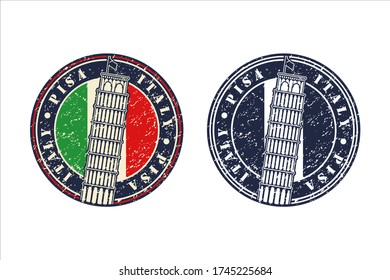 Leaning Tower Of Pisa, Italy Vector Design Logo