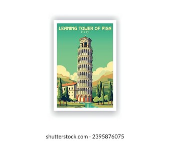 Leaning Tower of Pisa, Italy - Vintage Travel Poster