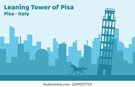 Leaning Tower of Pisa Vector Silhouette