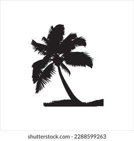 A leaning tree silhouette vector art.
