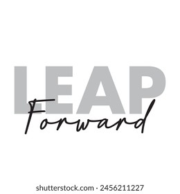 leap forward text on white background.