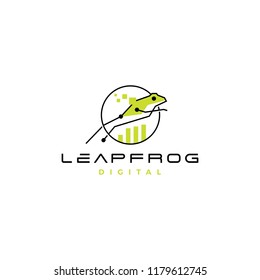 Leap Frog Tech Digital Chart Statistics Logo Vector Icon Design Inspirations