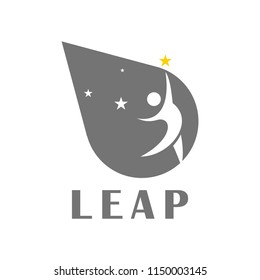 leap logo simple grey stick people motivation and movement illustration icon for design idea