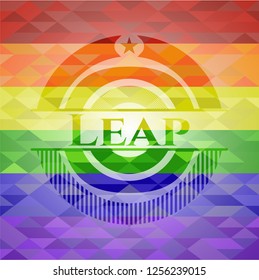 Leap on mosaic background with the colors of the LGBT flag