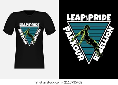 Leap With Pride Parkour Silhouette Vintage T-Shirt Design