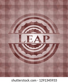 Leap red badge with geometric pattern background. Seamless.