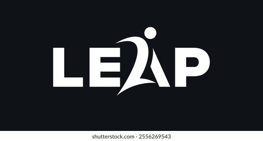 Leap typography logo design, word mark letter graphic vector concept 