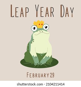 leap year 29 February calendar page with cute frog