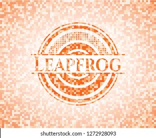 Leapfrog orange mosaic emblem with background