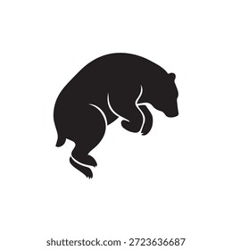 Leaping Bear Silhouette – Dynamic Wildlife Vector for Logos, Motion, and Strength Symbolism