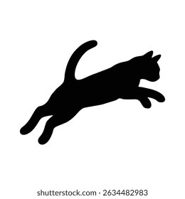 Leaping Black Cat Silhouette vector