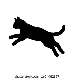 Leaping Black Cat Silhouette vector