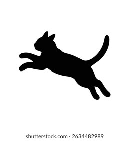 Vetor de Silhueta de Gato Preto Saltando