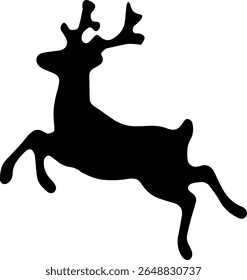 Leaping Deer Silhouette Vector Black Animal Clipart on White Background
