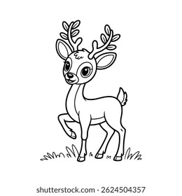 Leaping Deer Silhouette Vector - Jumping Stag Icon in Black Isolated on White