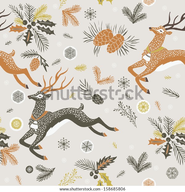 Download Leaping Reindeer Christmas Design Stock Vector Royalty Free 158685806