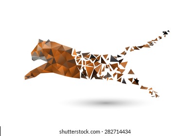 leaping tiger from polygons