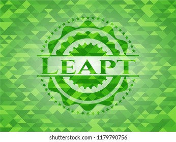 Leapt green emblem with mosaic background