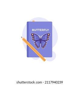 learn about butterfly icon. student. National Learn About Butterflies Day. flat cartoon style. vector concept design. landing page ui element