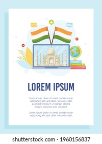 Aprende sobre el concepto de India. Plantilla de volante. Ilustración vectorial.